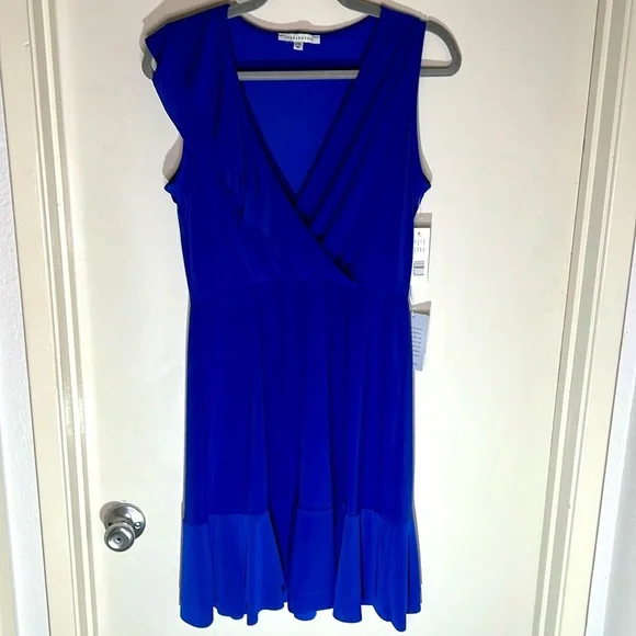 Tash + Sophie | Dresses | Nwt Tash Sophie Nordstrom Royal Blue Dress Med  Fit Flare Ruffle Faux Wrap | Poshmark